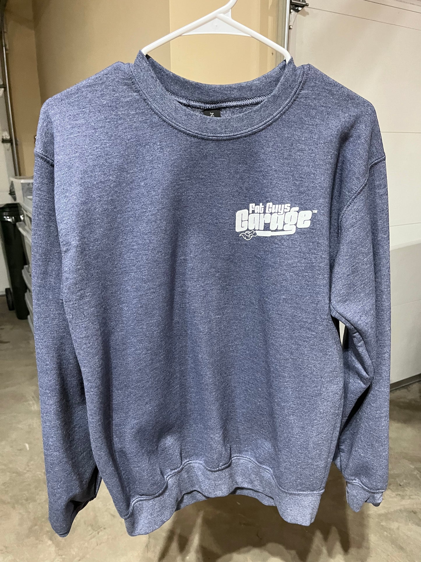 Fat Guys Garage Exhaust HEATHER SPORT DARK NAVY Crewneck Sweatshirt