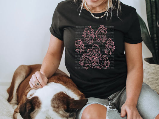 Floral Paw Print T-Shirt