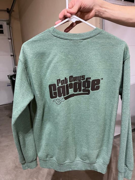 Fat Guys Garage Exhaust HEATHER SPORT DARK GREEN Crewneck Sweatshirt