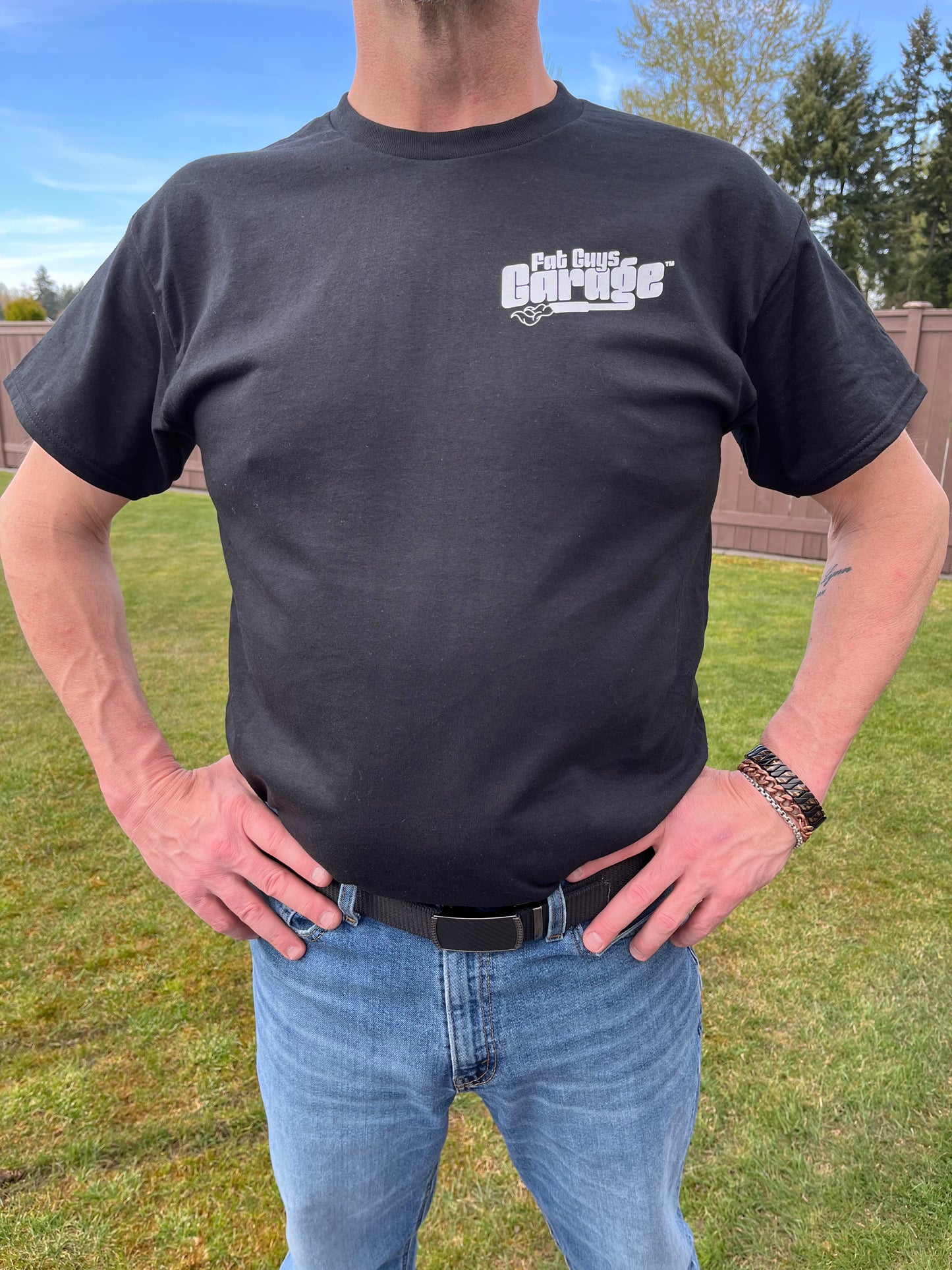 Fat Guys Garage Exhaust BLACK T-Shirt