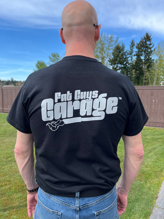 Fat Guys Garage Exhaust BLACK T-Shirt