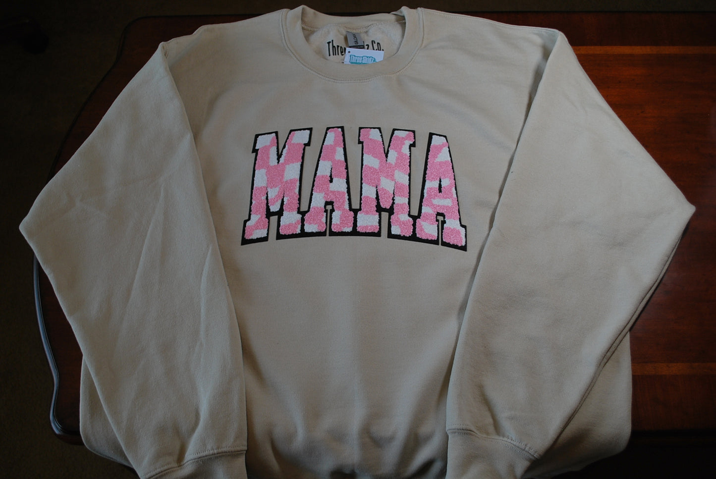 Mama Pink Checkered Patch Crewneck Sweatshirt