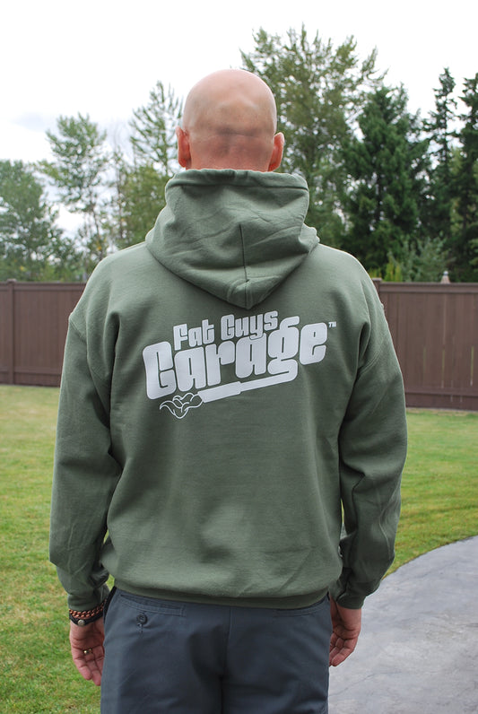 Fat Guys Garage Exhaust MILITARY GREEN Hoodie Sweatshirt