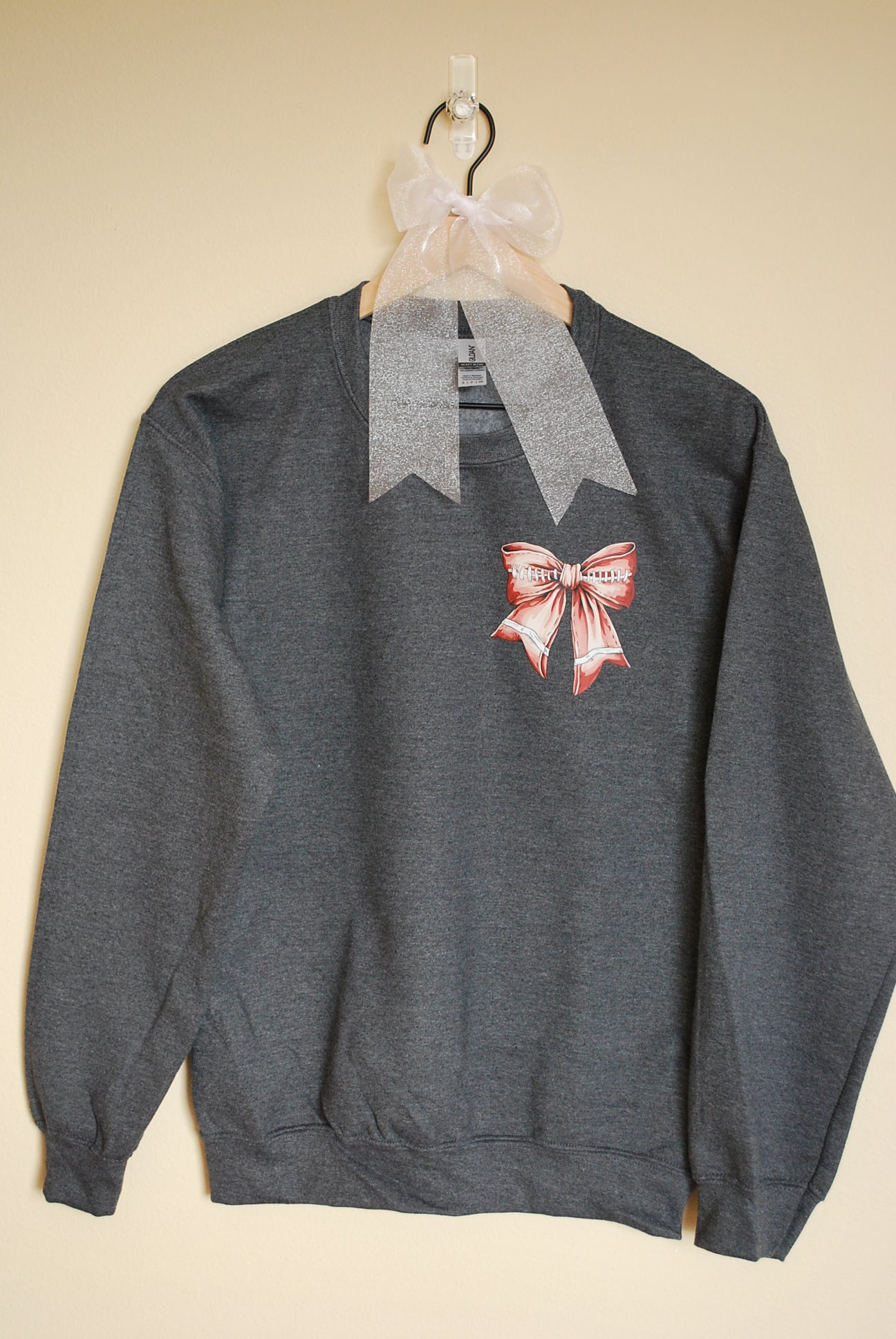 Football Bow Crewneck Sweatshirt