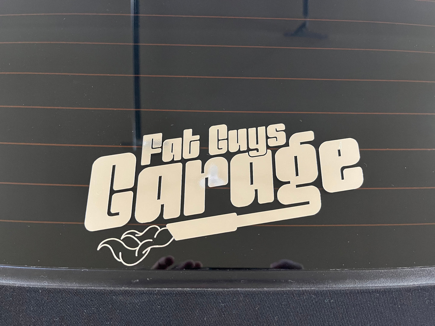 Fat Guys Garage Exhaust Vinyl Window Decal